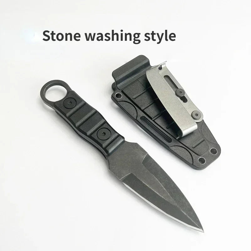 Camping Adventure Portable Straight Knife with K-sheath Outdoor EDC High Hardness Survival Knife for Outdoor Activities