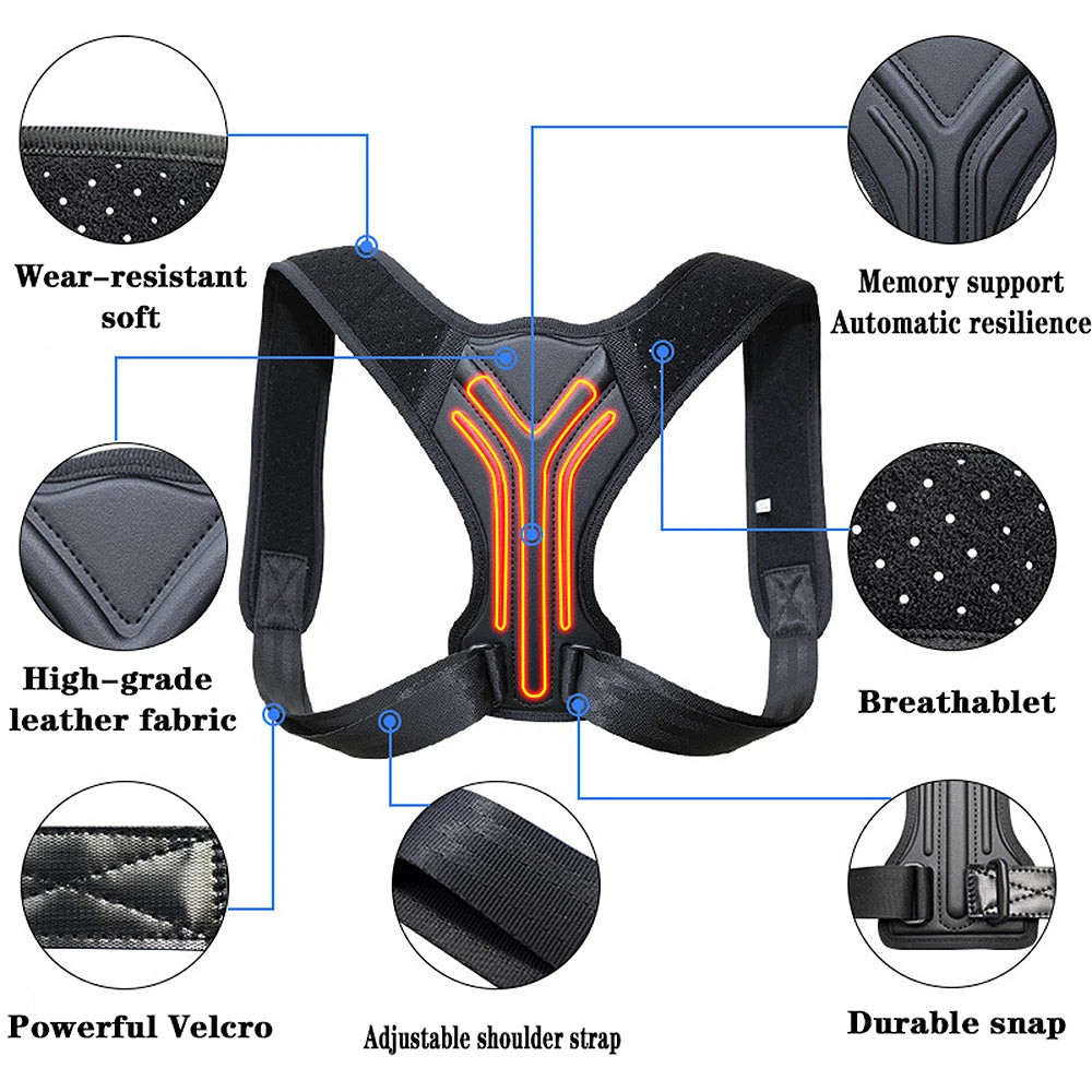 WOMENS Adjustable Back Shoulder Posture Corrector Belt Clavicle Spine Support Reshape Your Body Home Office Sport Upper Back Neck Brace