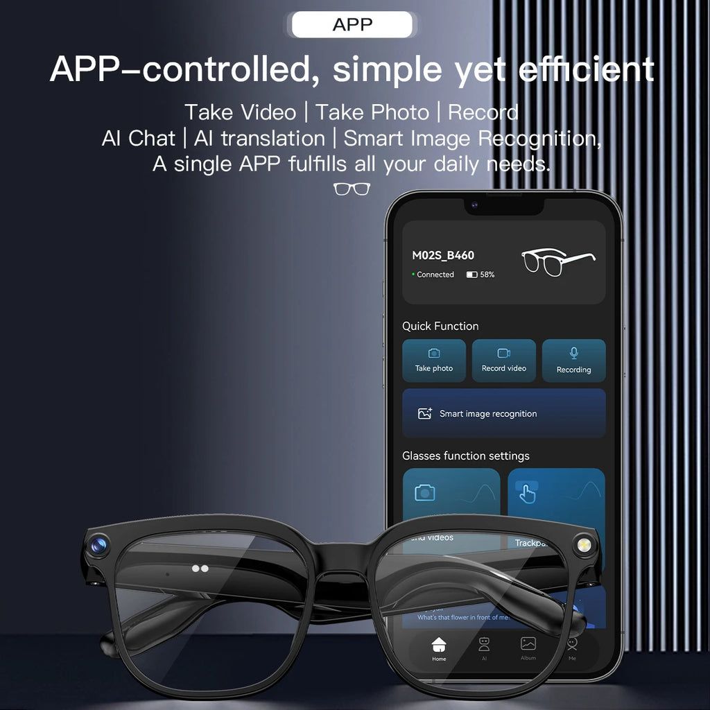 AI Smart Glasses 8MP Camera Video Recording ChatGPT Music Play Headphone Bluetooth Men Women Gifts Fashionable Glasses  2025