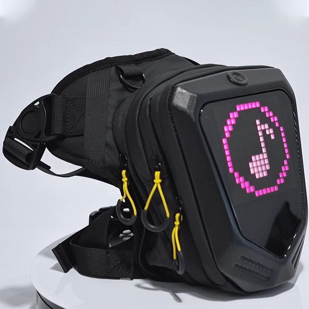Motorcycle Bicycle Leg Side Bag LED DIY Smart APP Display Backpack Outdoor Casual Waist Bag Bike Mobile Phone Purse Hip Bum Pack