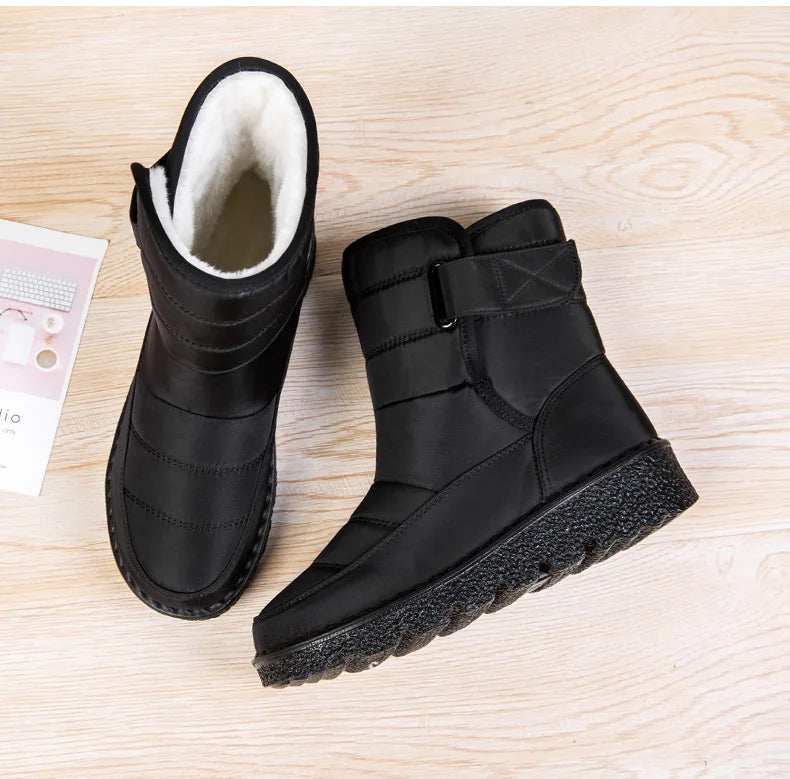Women Boots 2025 Winter Warm Woman Waterproof Snow Boots Winter Warm Fur Botas Mujer Cotton shoes Black Ankle Boots For Women