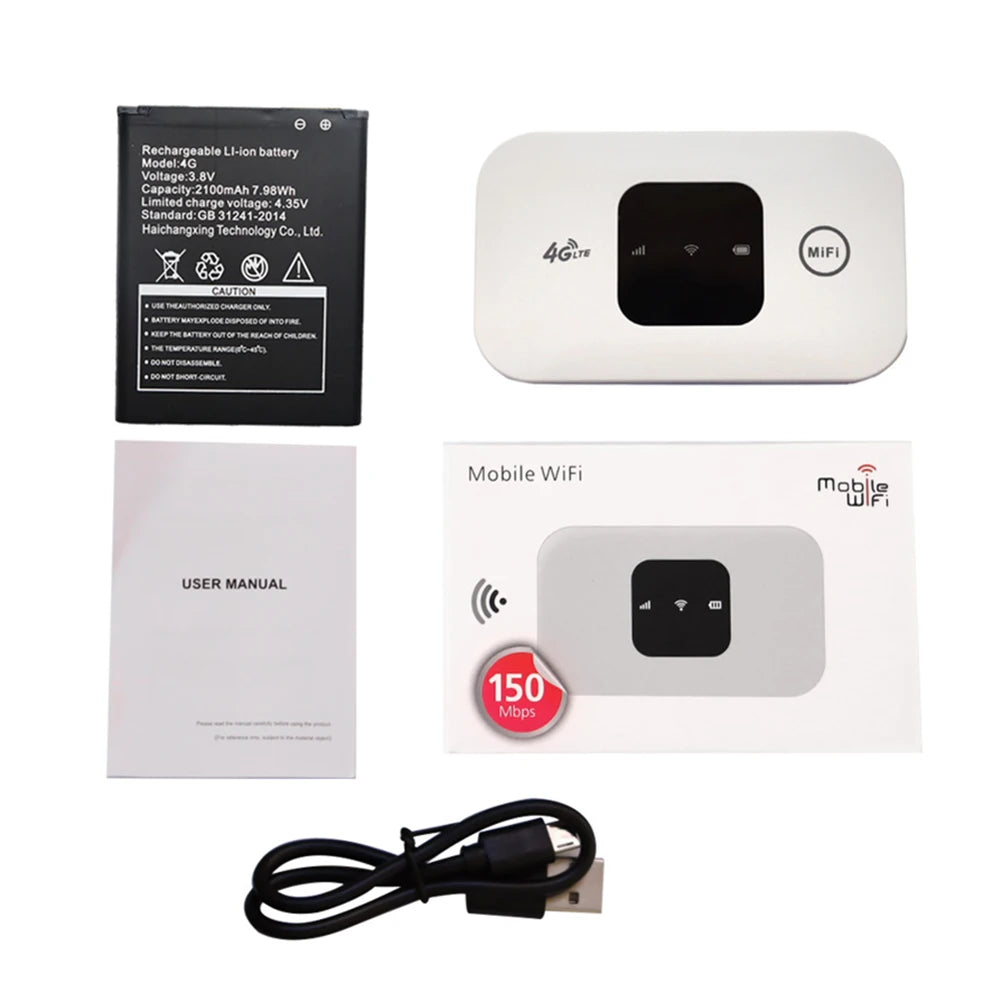 4G LTE Router Wireless Wifi 2100mAh Mobile Hotspot with SIM Card Slot Hotspot Pocket WIFI 150mbps For Outdoor Home Office Travel