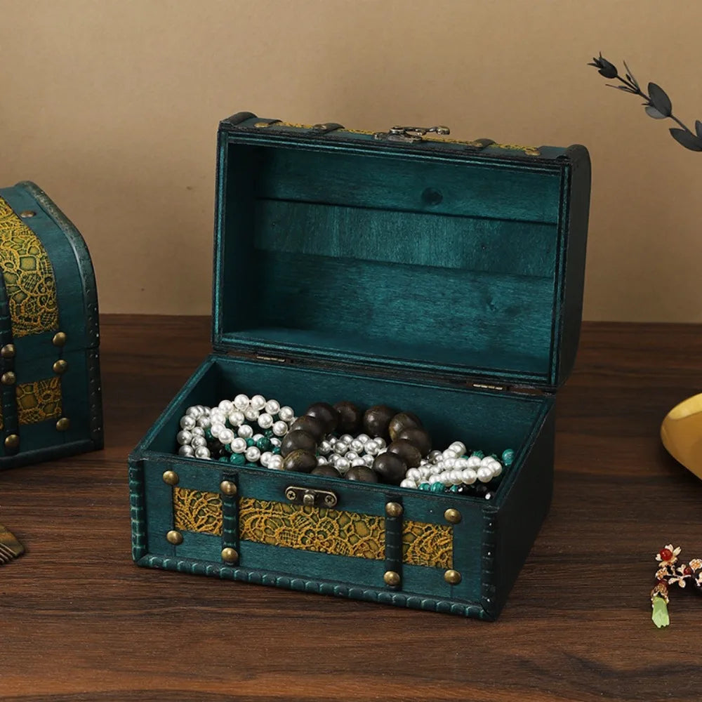 Antique Wooden Storage Box Antique Finish Wooden Jewelry Keepsakes Box with Lid Carved Design Home Decoration Box Photo Storage