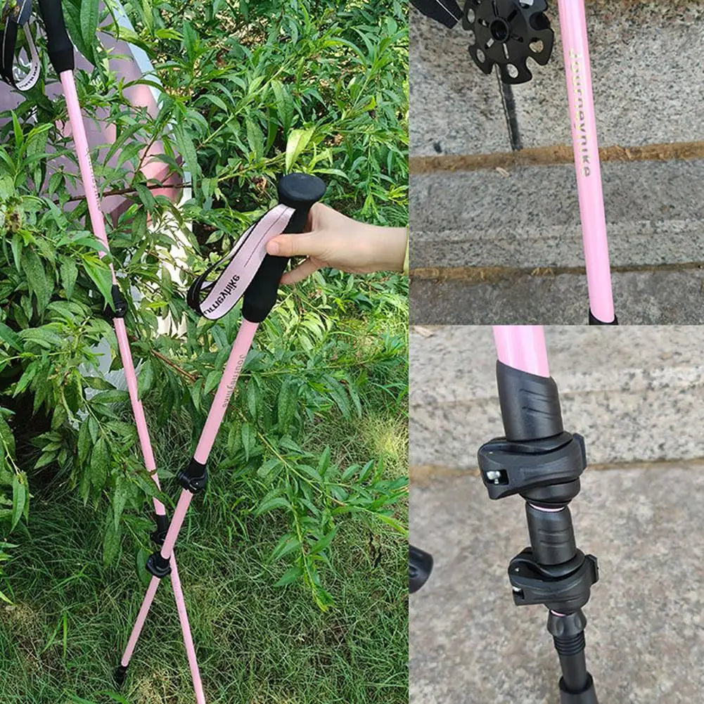 Mountaineering Stick - Carbon Fiber Telescopic Three-section Outdoor Hiking Stick Outdoor Lockable Handrail For Walking