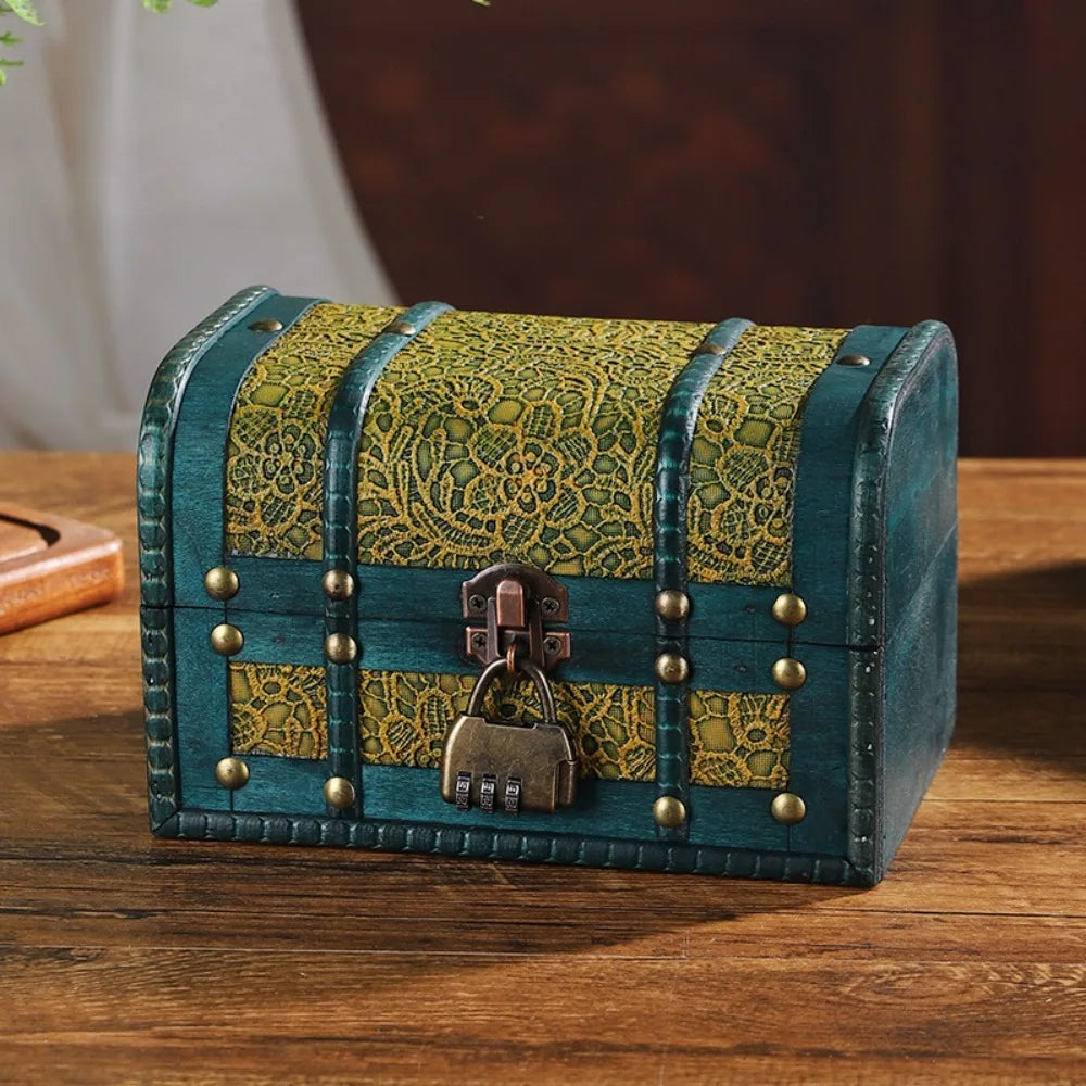 Antique Wooden Storage Box Antique Finish Wooden Jewelry Keepsakes Box with Lid Carved Design Home Decoration Box Photo Storage