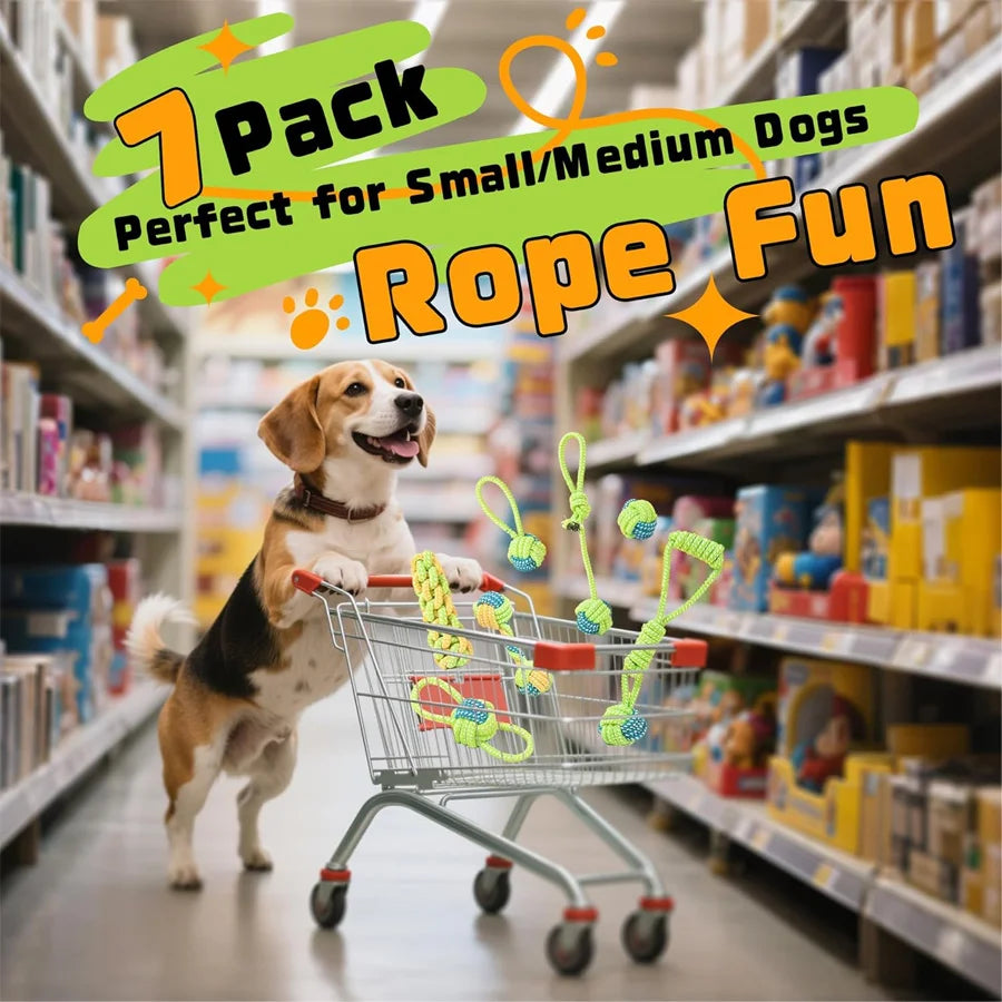 Durable training interactive dog rope toy, suitable for dog play and interaction. Dog toy set, multifunctional teething rope