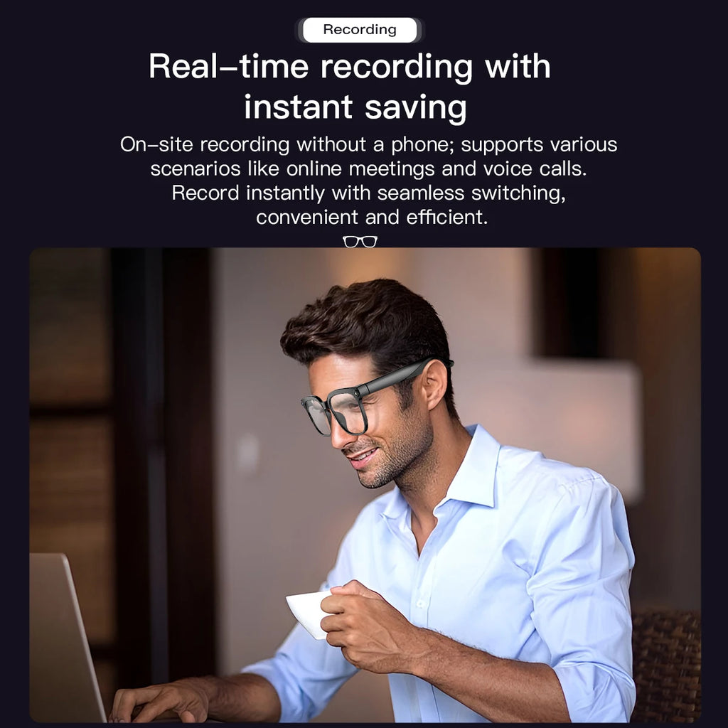 AI Smart Glasses 8MP Camera Video Recording ChatGPT Music Play Headphone Bluetooth Men Women Gifts Fashionable Glasses  2025