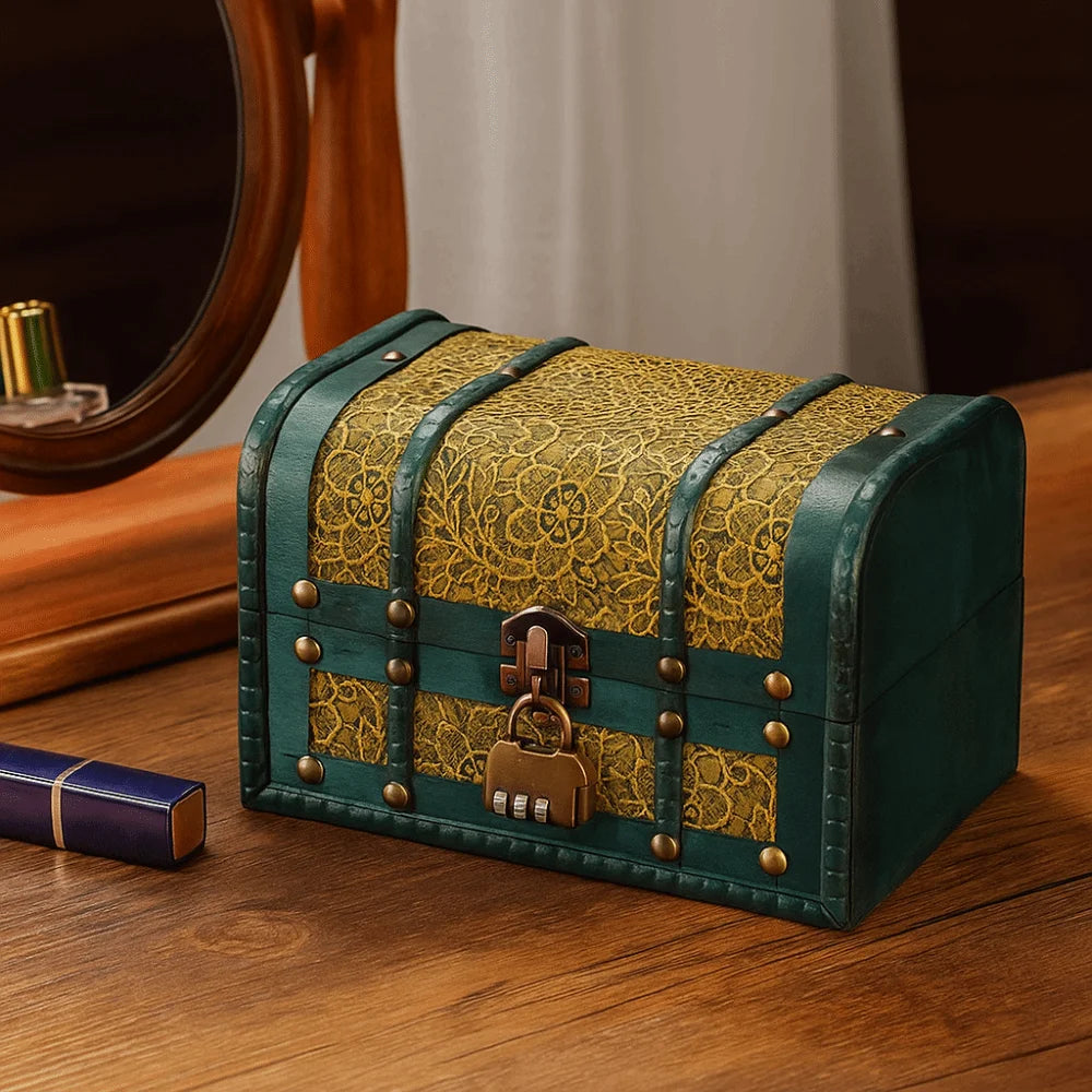 Antique Wooden Storage Box Antique Finish Wooden Jewelry Keepsakes Box with Lid Carved Design Home Decoration Box Photo Storage