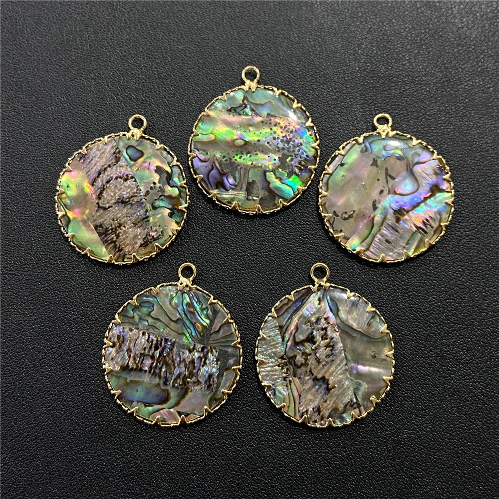 2PCS Natural Shell Pendant Round Love Heart Mother of Pearl Shell Charms Pendants for Jewelry Making DIY Women Bracelet Necklace