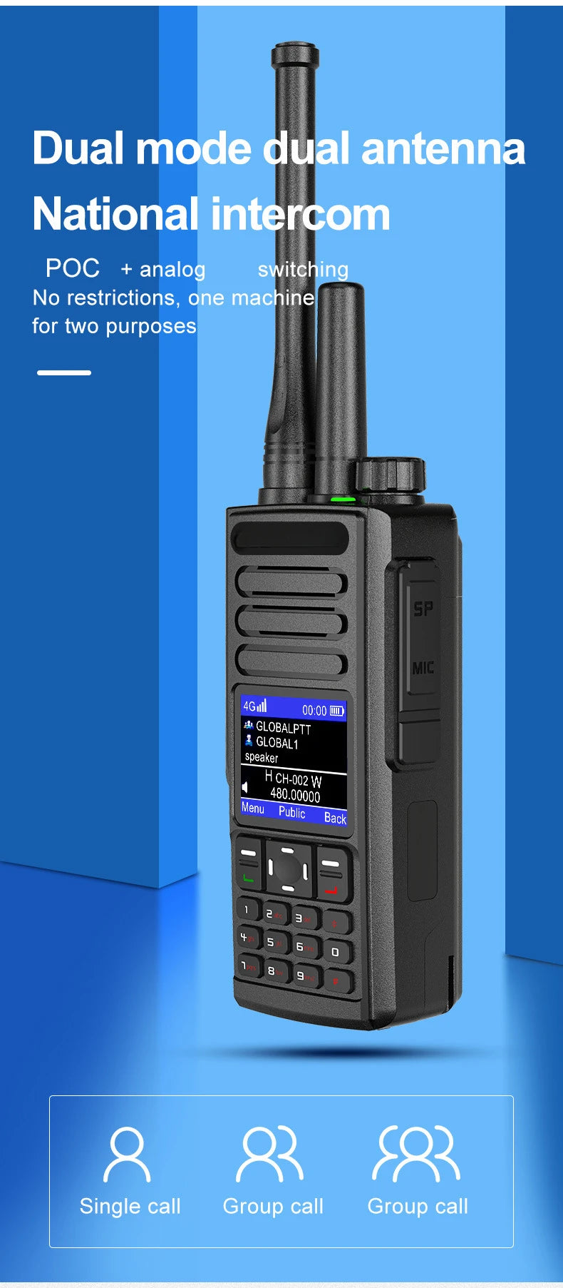 4G Digital Walkie Talkie, Dual Mode, Analog, High Power, 10W Cross-border, unlimited Distance