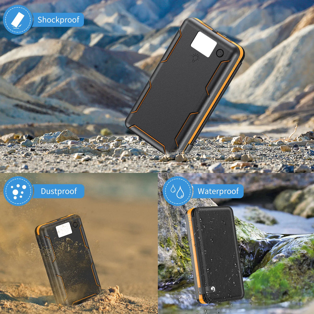 Portable 25000mAh Solar Power Bank Folding Solar Power Bank with 4 Solar Panels External Battery LED Light Powerbank
