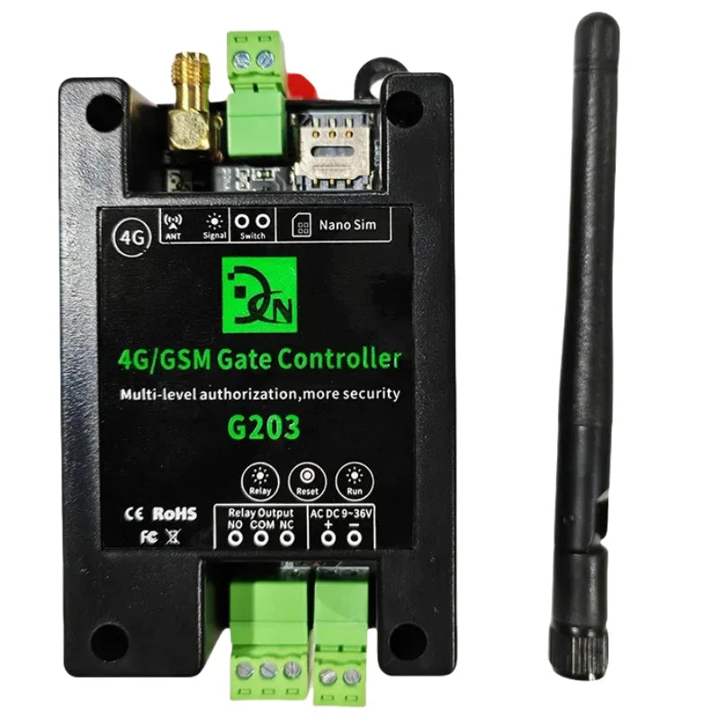 LTE 4G Communication G203 Relay Switch Remote Access Controller Wifi GSM Gate Opener Relay Switch by Free Phone Call and SMS