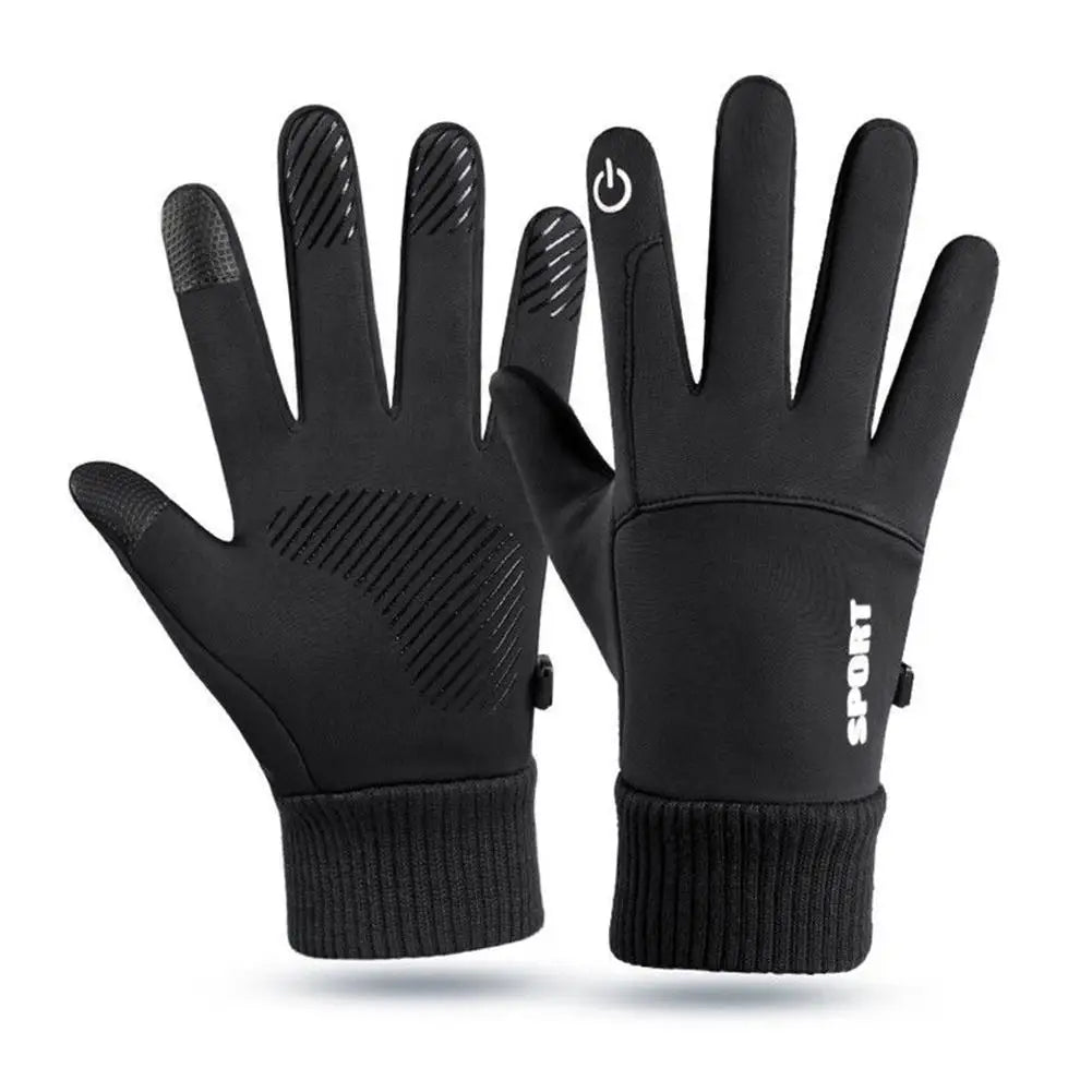 1 Pair Waterproof Winter Gloves Thermal Fleece Lining Windproof Anti Slip Touchscreen For Cycling Skiing Hiking Outdoor Sports