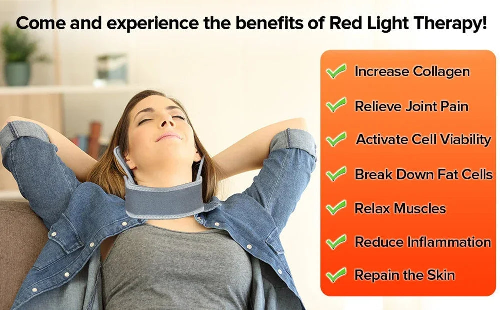 LED Red Light Therapy Belt for Pain Relief 660nm 850nm Red Infrared Light Pad for Waist Back Abdomen Knees Wrists Joints Muscle