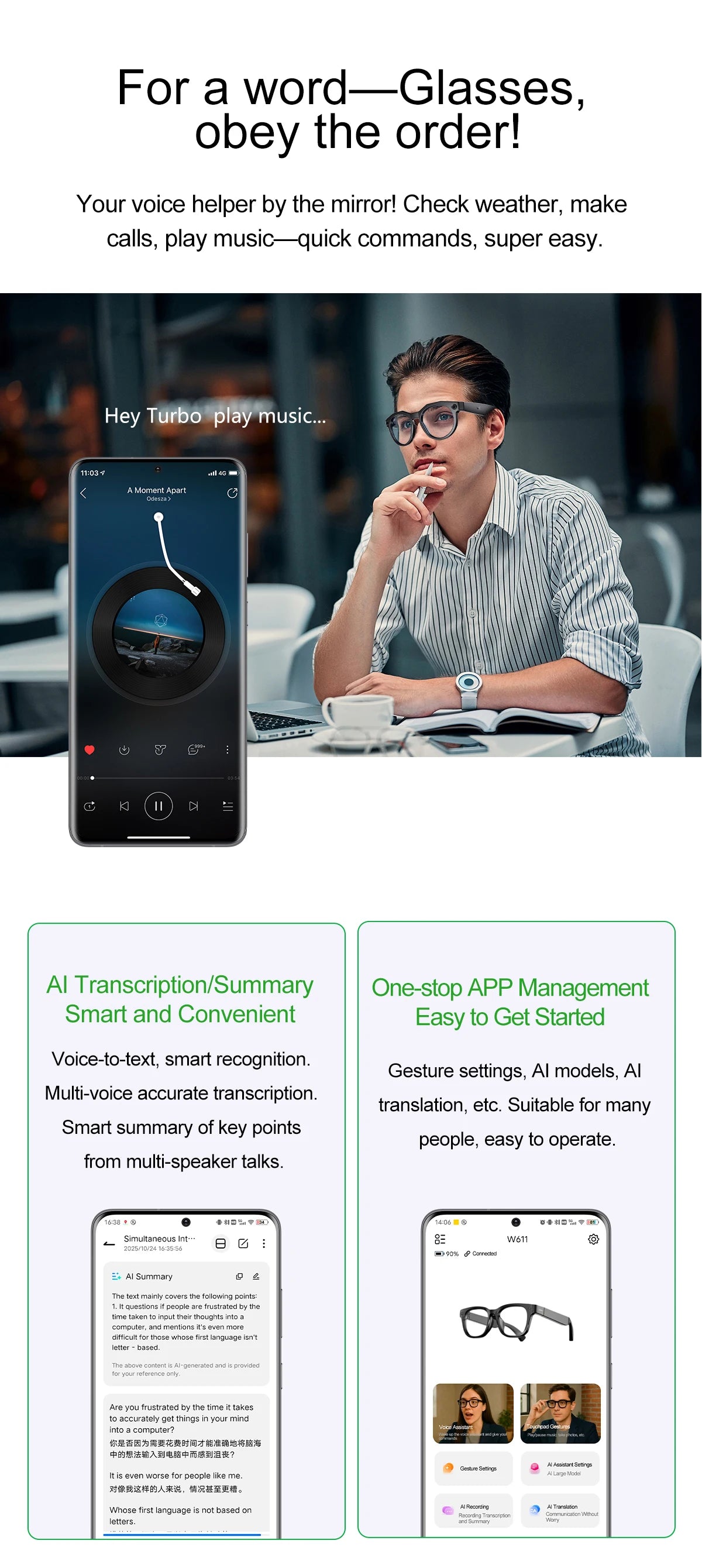 2025 AI Smart Glasses with 8MP Camera Video Recording Translation Sunglasses Bluetooth Call IP66 Waterproof AI Glasses Men Women