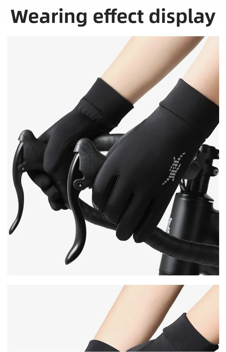 Men Winter Warm Gloves Waterproof Windproof Touchscreen Fleece Lined Thermal Anti Slip Gloves for Outdoor Cycling Hiking
