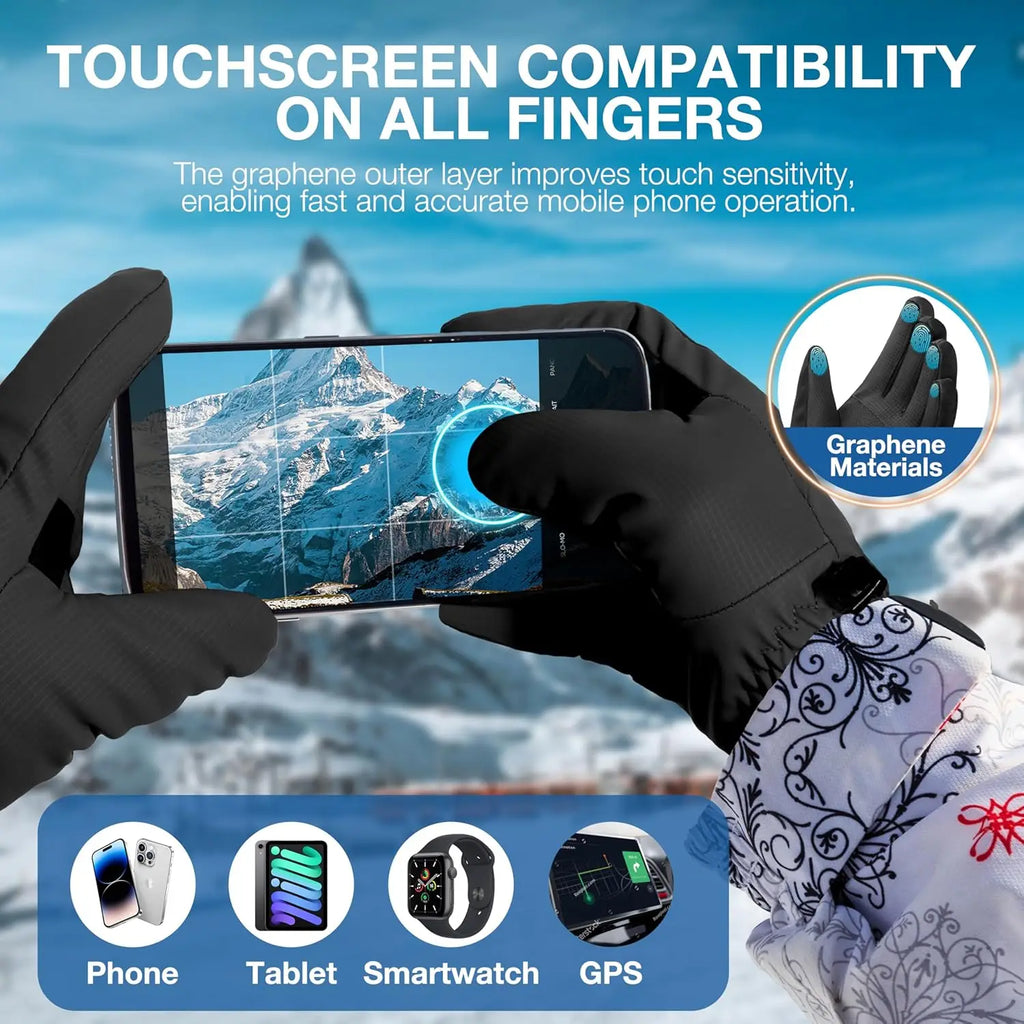 Winter Waterproof Warm Gloves Outdoor Sports Ski Snow Windproof for Cold Weather Thermal, for Fishing Hiking Hunting Cycling