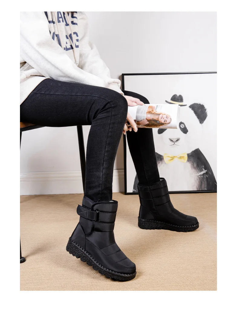 Women Boots 2025 Winter Warm Woman Waterproof Snow Boots Winter Warm Fur Botas Mujer Cotton shoes Black Ankle Boots For Women