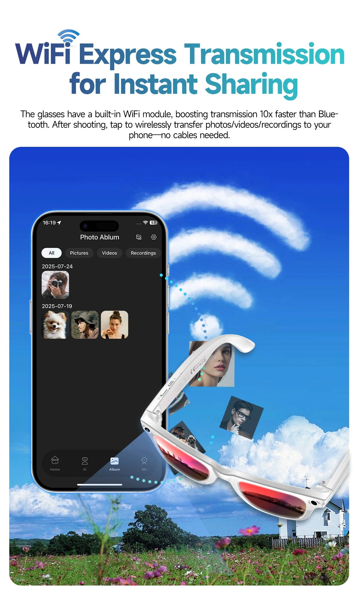 AI Smart Glasses 8K HD Photochromic Multifunction Translate Camera Glasse Bluetooth Call Voice Assistant Music Player Sunglasses