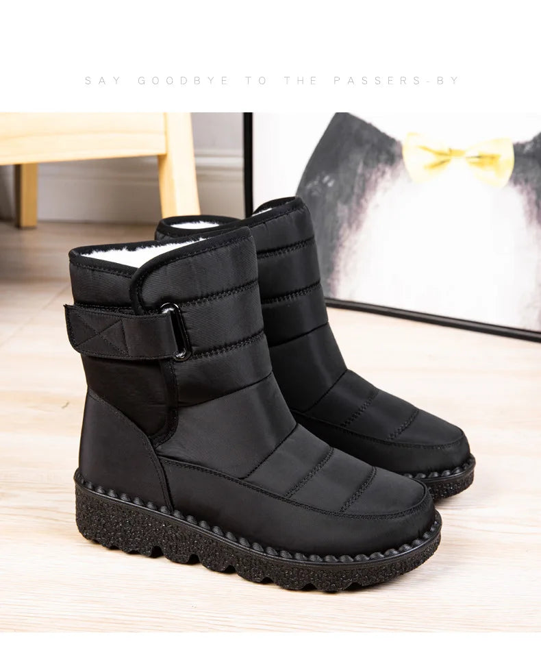 Women Boots 2025 Winter Warm Woman Waterproof Snow Boots Winter Warm Fur Botas Mujer Cotton shoes Black Ankle Boots For Women