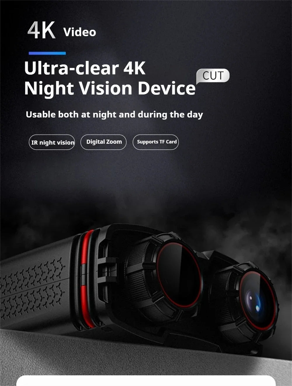 NVC800 Head-Mounted Infrared Night Vision Binoculars 4K UHD WIFI Digital Telescope Camera for Hunting Camping with 16X Zoom 48MP
