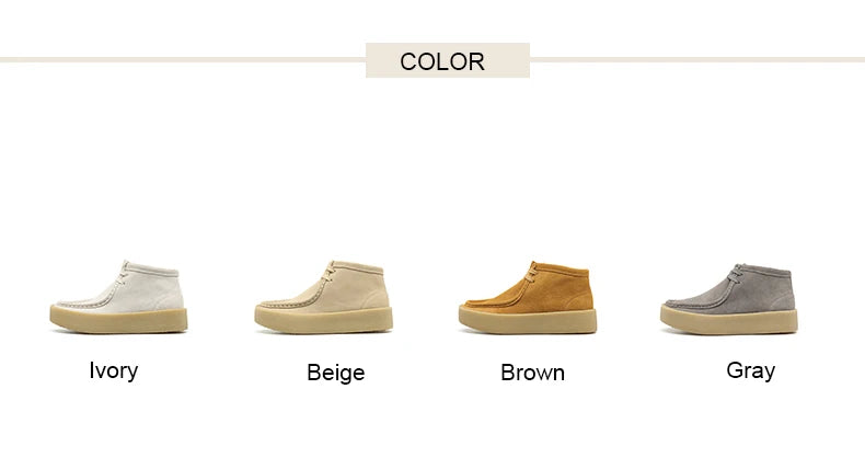 Smile Circle Wallabee Cup Cow Suede Leather Shoes Women Lace up Ankle Boots Thick Bottom Comfortable Flat Casual Sho