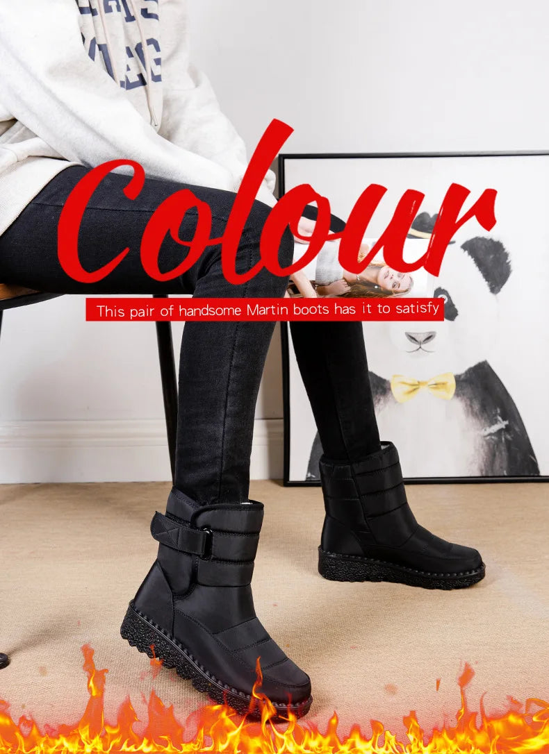 Women Boots 2025 Winter Warm Woman Waterproof Snow Boots Winter Warm Fur Botas Mujer Cotton shoes Black Ankle Boots For Women