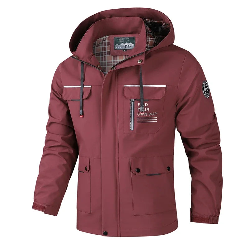 Fashion Men's Casual Windbreaker Jackets Hooded Jacket Man Waterproof Outdoor Soft Shell Winter Coat Clothing Warm Fleece Thick
