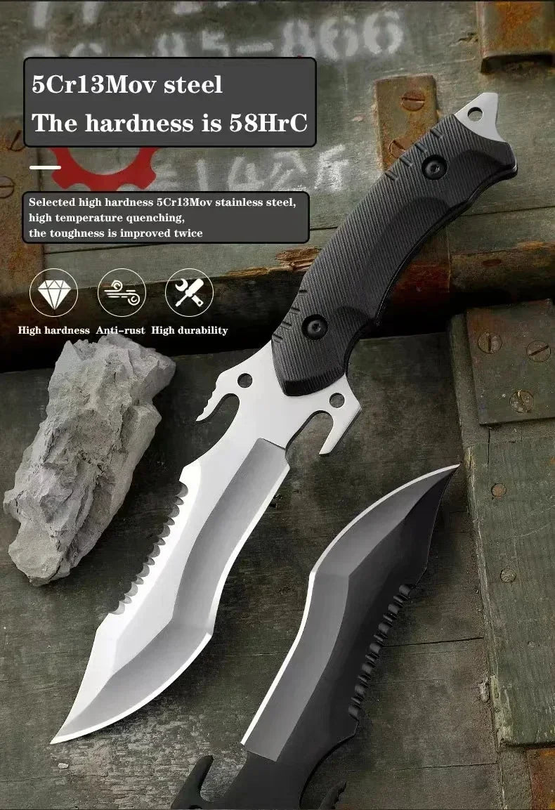 Straight knife outdoor tool portable pocket knife survival knife military knife outdoor hunting tactics high hardness survival