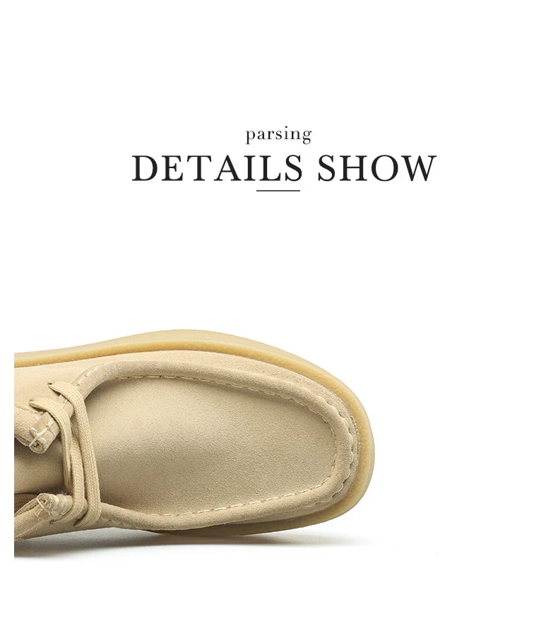 Smile Circle Wallabee Cup Cow Suede Leather Shoes Women Lace up Ankle Boots Thick Bottom Comfortable Flat Casual Sho