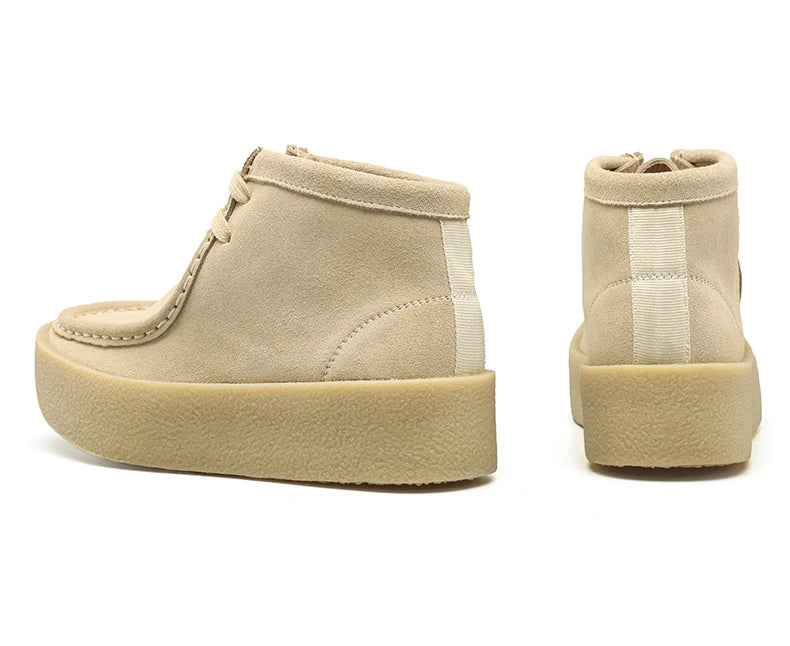 Smile Circle Wallabee Cup Cow Suede Leather Shoes Women Lace up Ankle Boots Thick Bottom Comfortable Flat Casual Sho