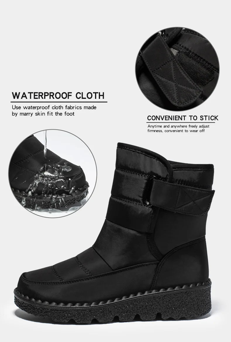 Women Boots 2025 Winter Warm Woman Waterproof Snow Boots Winter Warm Fur Botas Mujer Cotton shoes Black Ankle Boots For Women