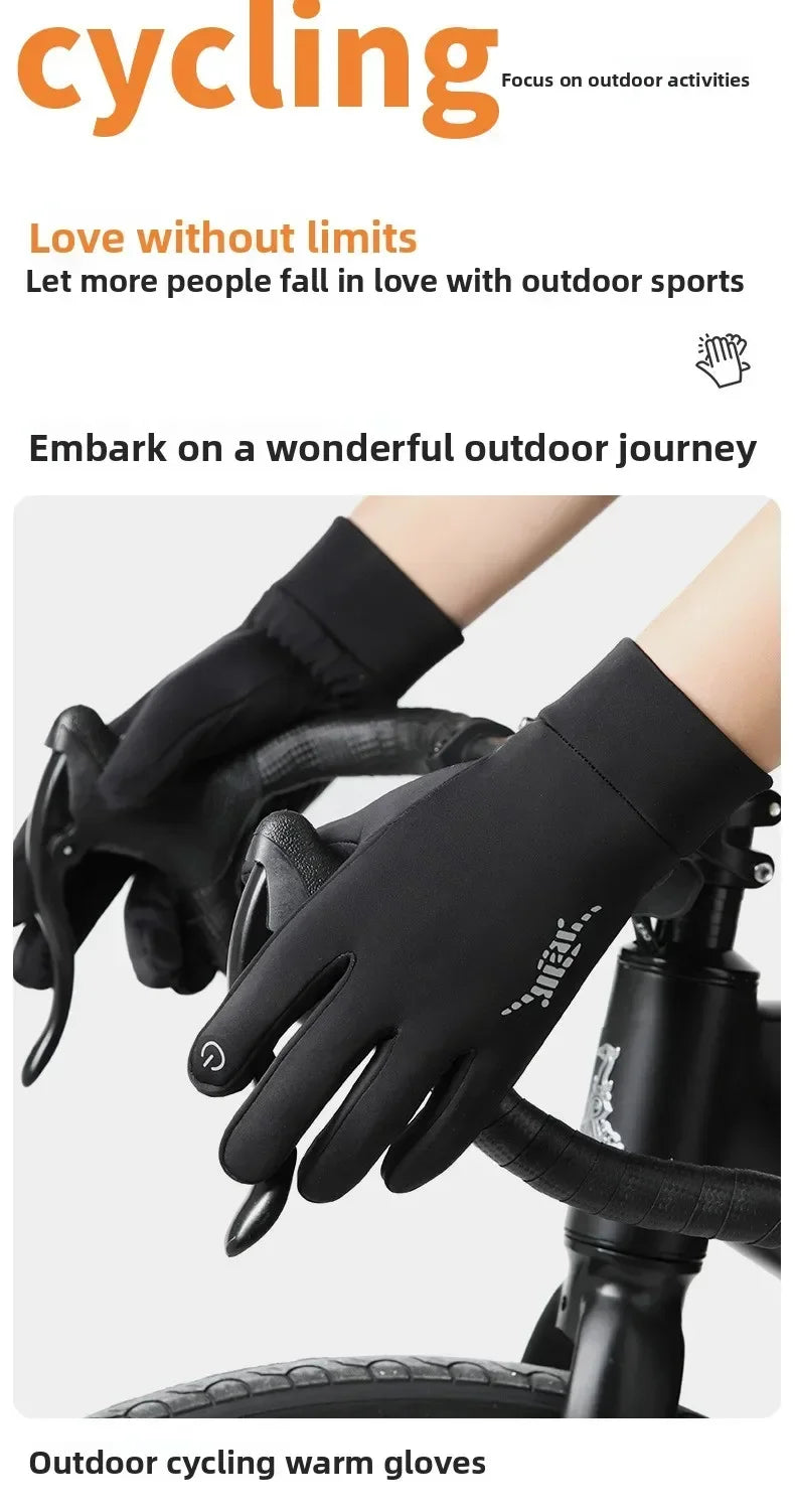Men Winter Warm Gloves Waterproof Windproof Touchscreen Fleece Lined Thermal Anti Slip Gloves for Outdoor Cycling Hiking