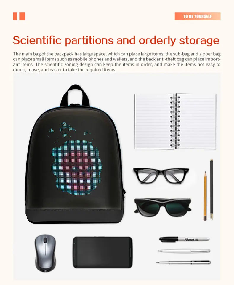 LED Advertising Backpack Portable Backpack with Led Display Magic Smart Walking Billboard APP Control Outdoor Pixel Screen Bag