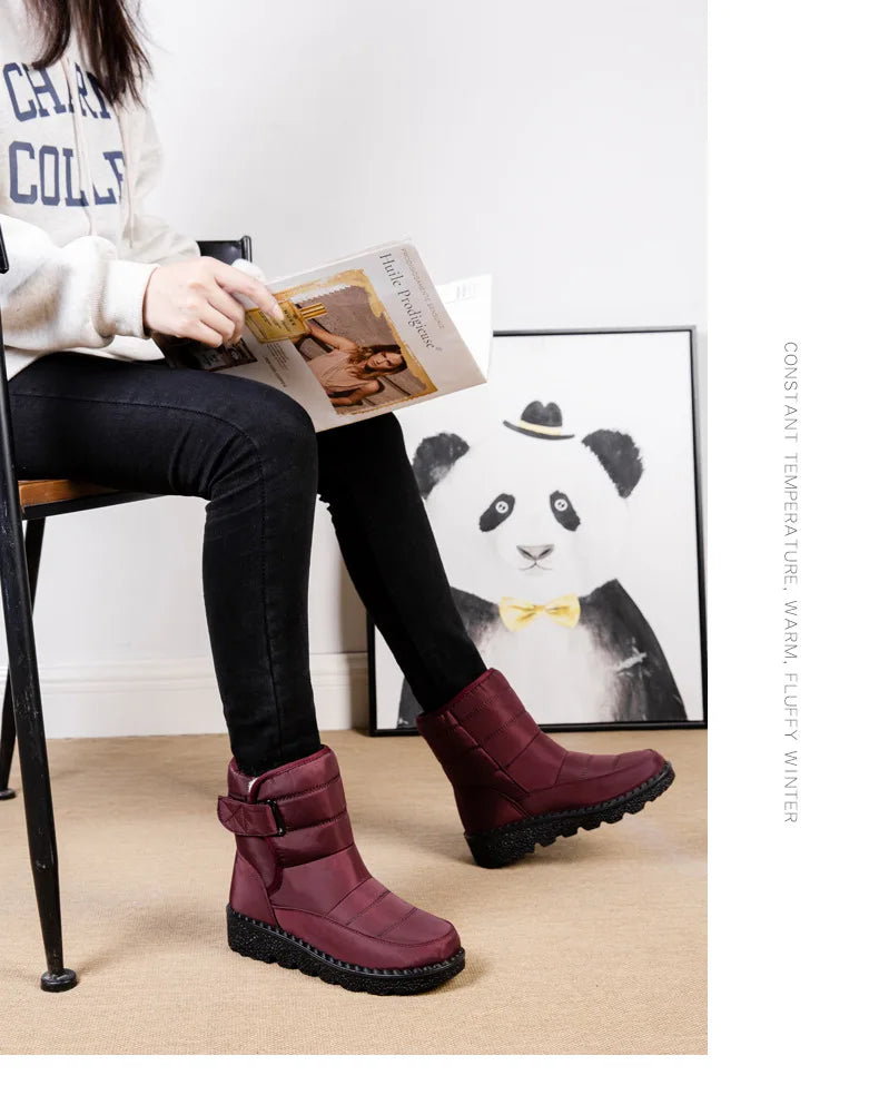 Women Boots 2025 Winter Warm Woman Waterproof Snow Boots Winter Warm Fur Botas Mujer Cotton shoes Black Ankle Boots For Women