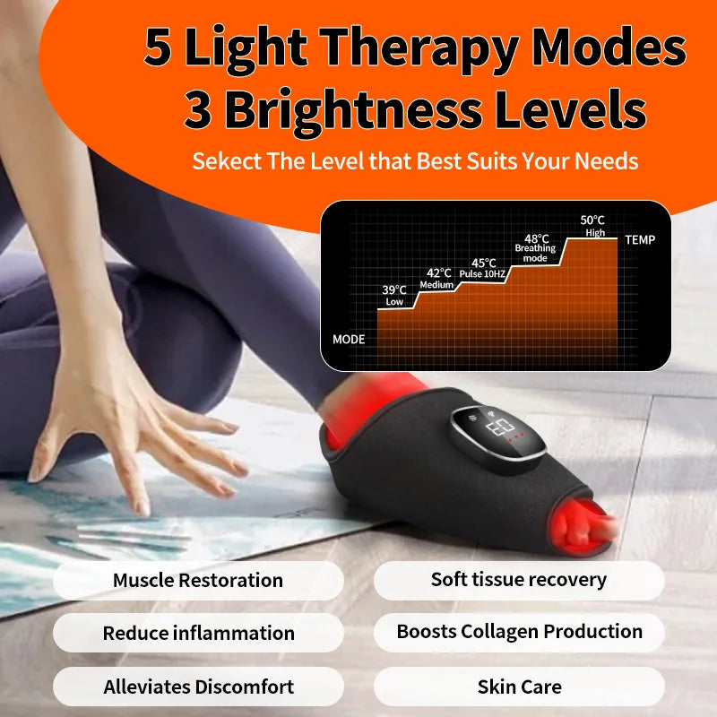 Red Light Therapy Belt for Knee & Joint Pain Relief - 660nm & 850nm Near-Infrared LED Light Therapy Device, Wearable Pain Relief