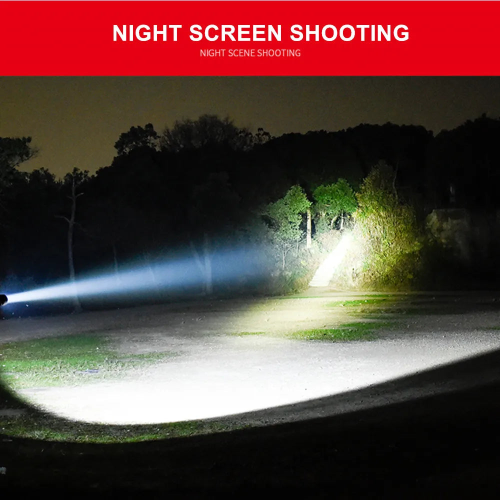 LED Tactical Hunting Flashlight USB Rechargeable Waterproof Torch Lamp Professional Shooting Night Scout Lights Set