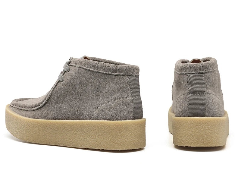 Smile Circle Wallabee Cup Cow Suede Leather Shoes Women Lace up Ankle Boots Thick Bottom Comfortable Flat Casual Sho
