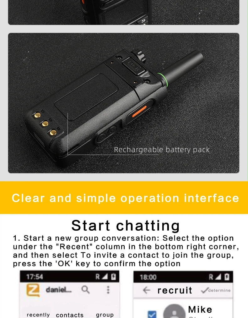 KSUT ZL18 Zello Walkie Talkie 4g Sim Card WiFi Network Cell Phone Radio Long Range 100 Miles GPS Professional POC Walkie Talkie