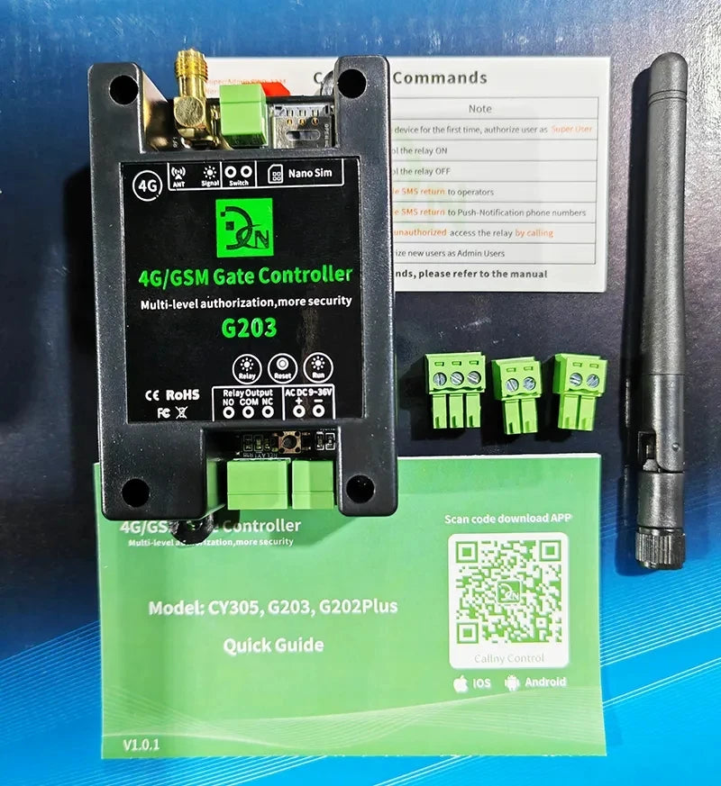 LTE 4G Communication G203 Relay Switch Remote Access Controller Wifi GSM Gate Opener Relay Switch by Free Phone Call and SMS