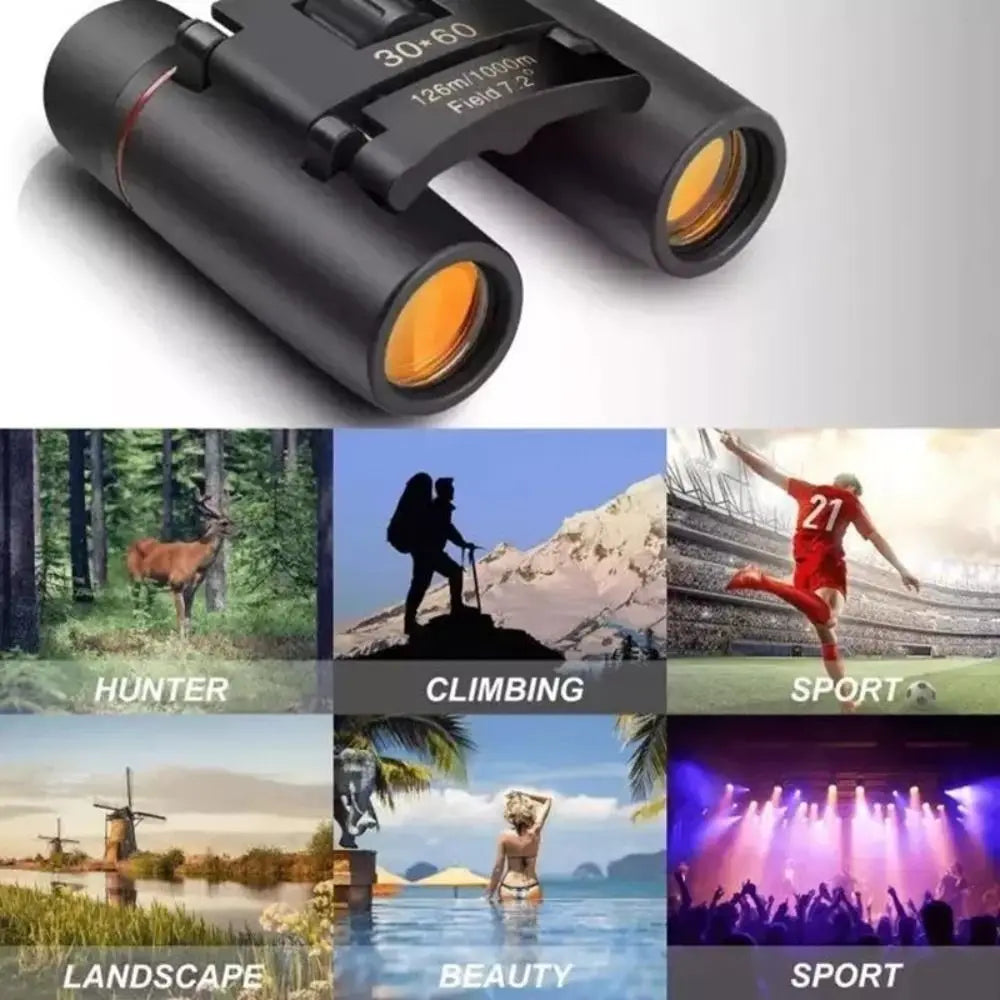 30x60 HD Zoom Binoculars Long-Distance Vision High-definition Portable Binocular Telescope Focusing Knob Night Vision
