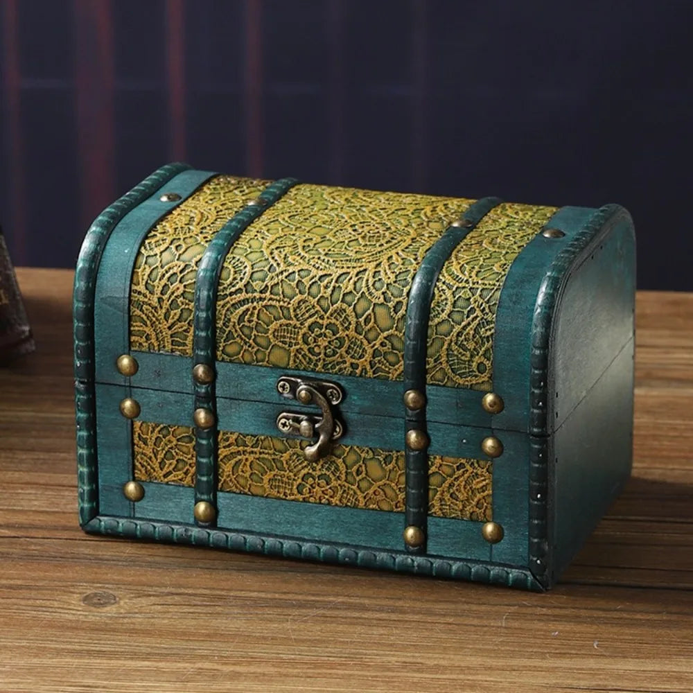 Antique Wooden Storage Box Wooden Antique Finish Jewelry Keepsakes Box Carved Design with Lid Organizers Case Bedroom