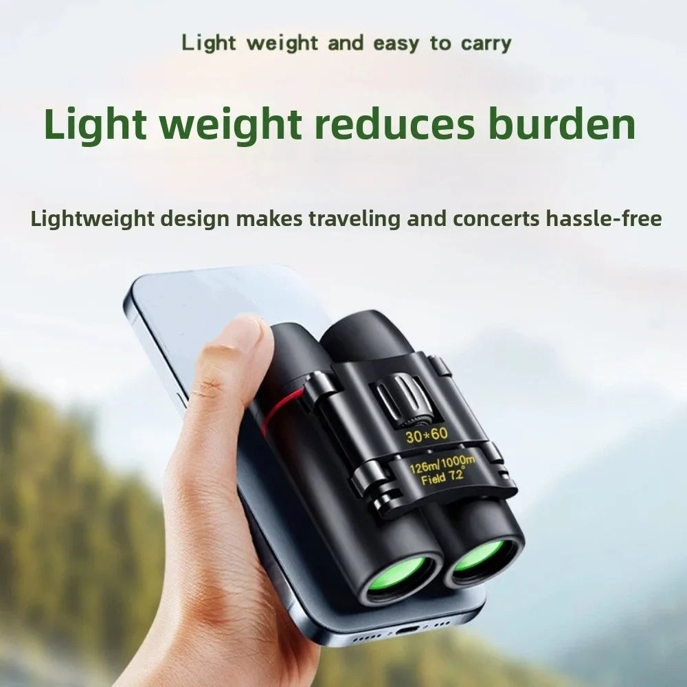 30x60 HD Zoom Binoculars Long-Distance Vision High-definition Portable Binocular Telescope Focusing Knob Night Vision