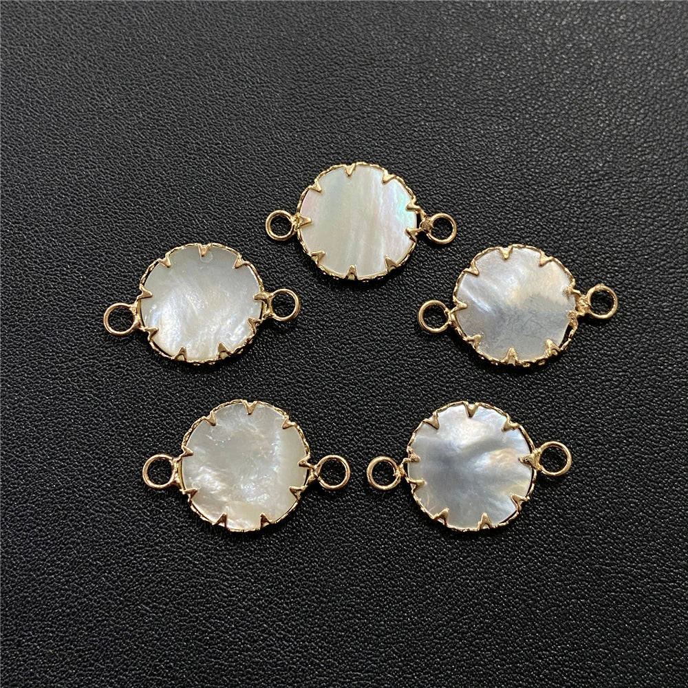2PCS Natural Shell Pendant Round Love Heart Mother of Pearl Shell Charms Pendants for Jewelry Making DIY Women Bracelet Necklace