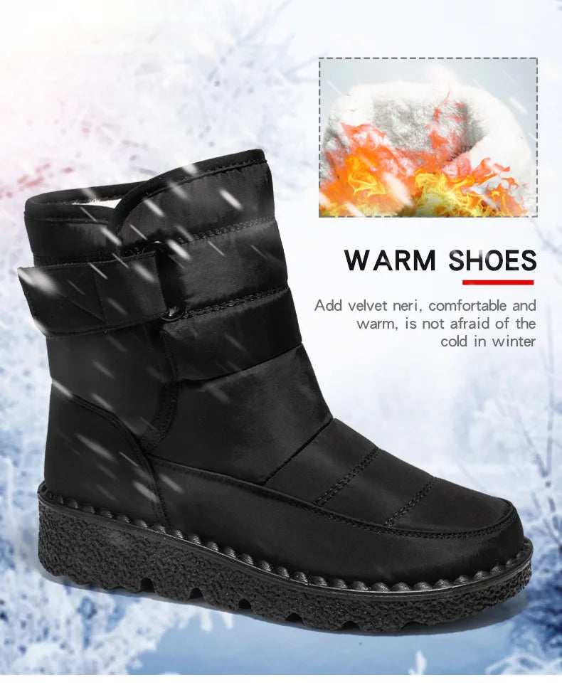 Women Boots 2025 Winter Warm Woman Waterproof Snow Boots Winter Warm Fur Botas Mujer Cotton shoes Black Ankle Boots For Women