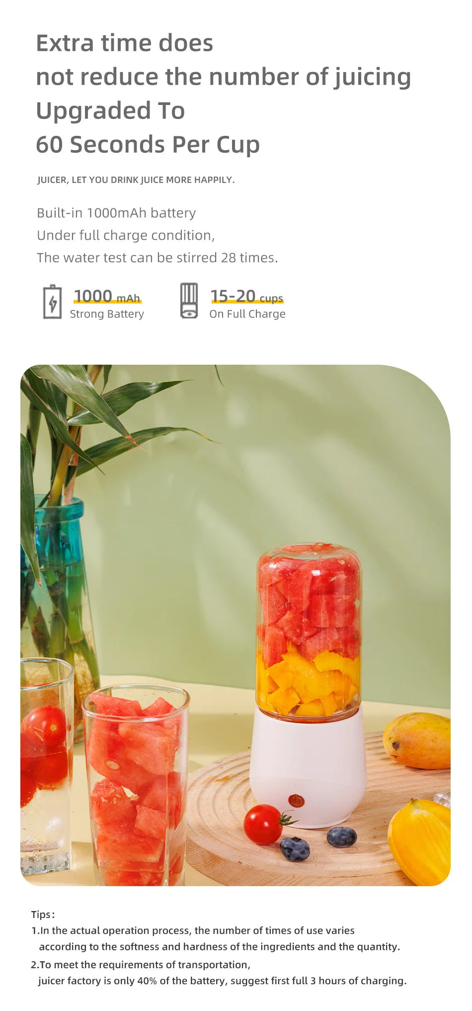 Portable Electric Juicer Blender Usb Mini Fruit Mixers Extractors Food Milkshake Multifunction Juice Maker Smoothies Ice Machine