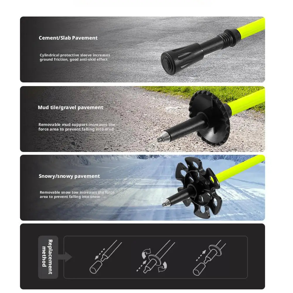 Mountaineering Stick - Carbon Fiber Telescopic Three-section Outdoor Hiking Stick Outdoor Lockable Handrail For Walking