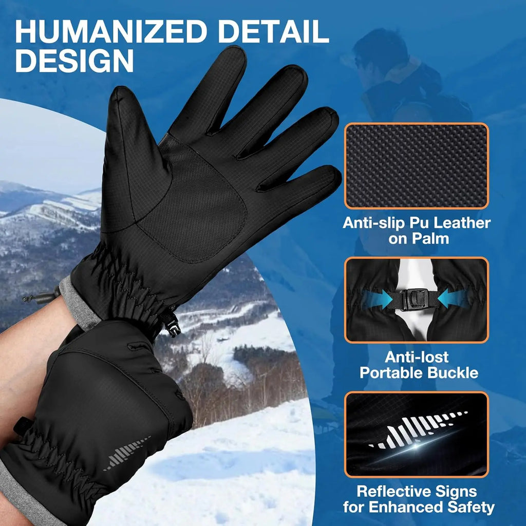 Winter Waterproof Warm Gloves Outdoor Sports Ski Snow Windproof for Cold Weather Thermal, for Fishing Hiking Hunting Cycling