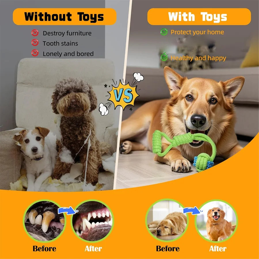 Durable training interactive dog rope toy, suitable for dog play and interaction. Dog toy set, multifunctional teething rope