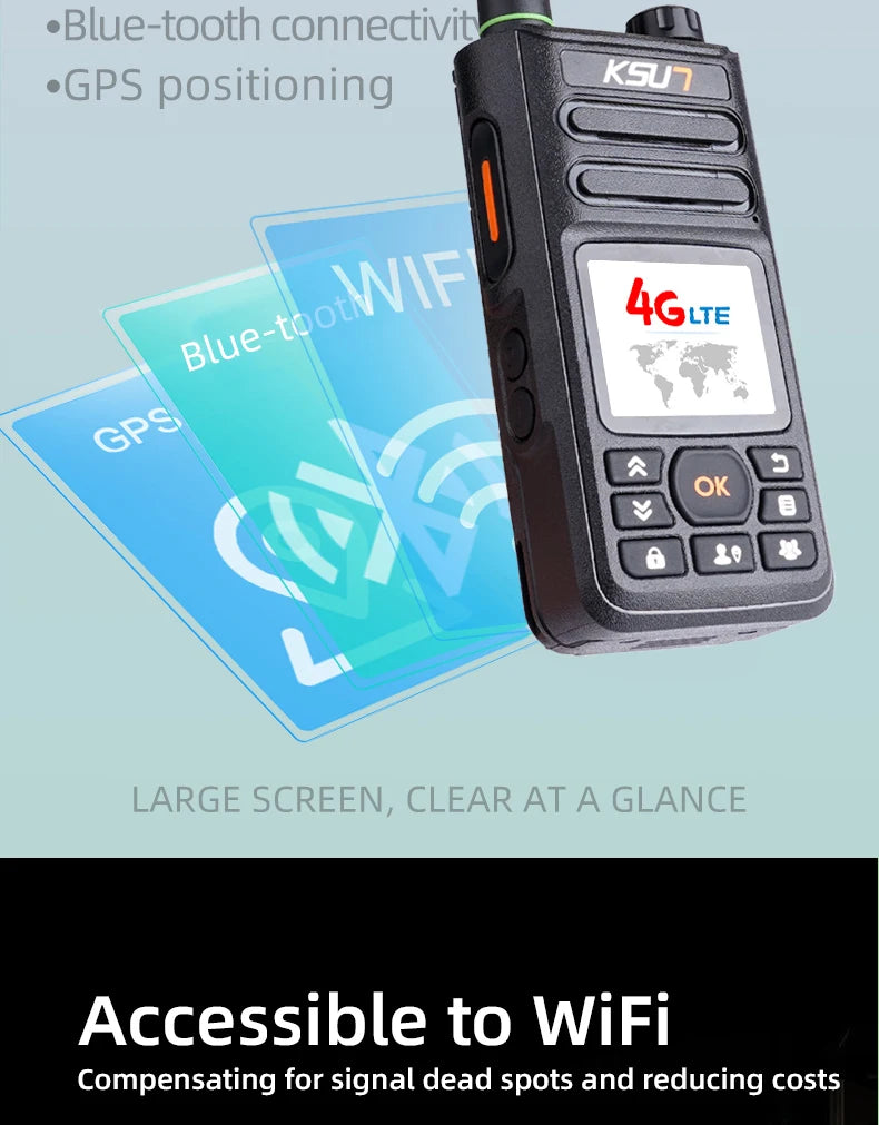 KSUT ZL18 Zello Walkie Talkie 4g Sim Card WiFi Network Cell Phone Radio Long Range 100 Miles GPS Professional POC Walkie Talkie